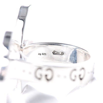 Gucci Sterling Silver Enamel GucciGhost Hamlet Skull Double Ring 61 9.5 Black Red 7 of 8