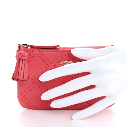 Chanel Lambskin Stitched Tassel Small Cosmetic Case Pink 2 of 9