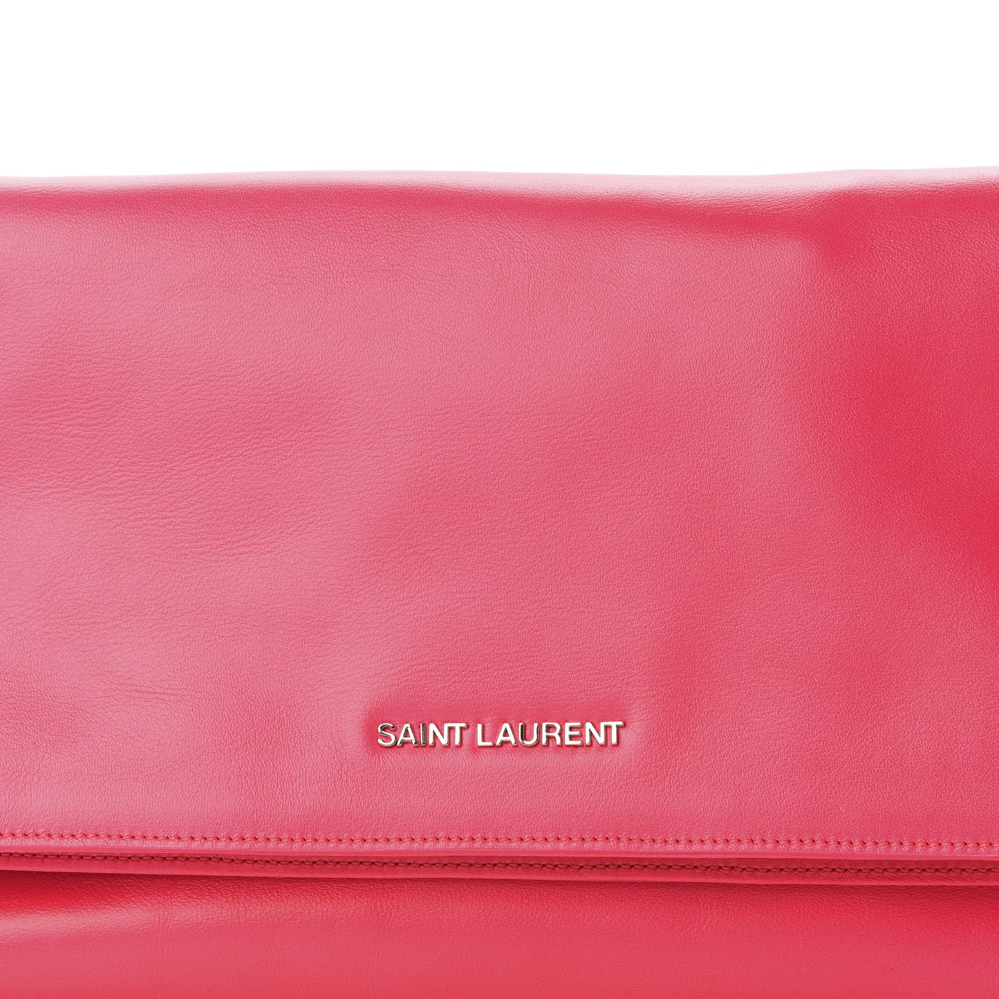 Smooth Calfskin Letters Fold-Over Clutch Fuchsia