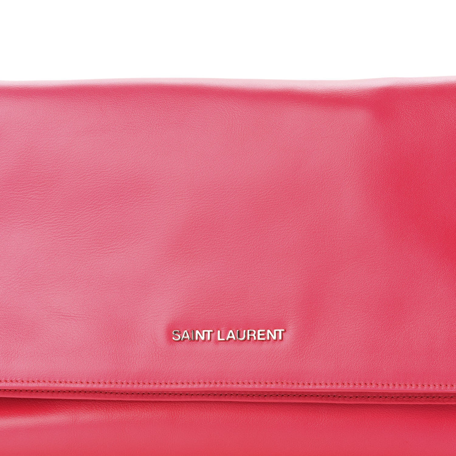 Saint Laurent Smooth Calfskin Letters Fold-Over Clutch Fuchsia 10 of 10