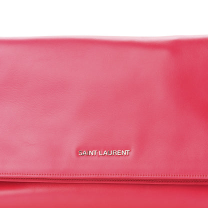 Saint Laurent Smooth Calfskin Letters Fold-Over Clutch Fuchsia 10 of 10