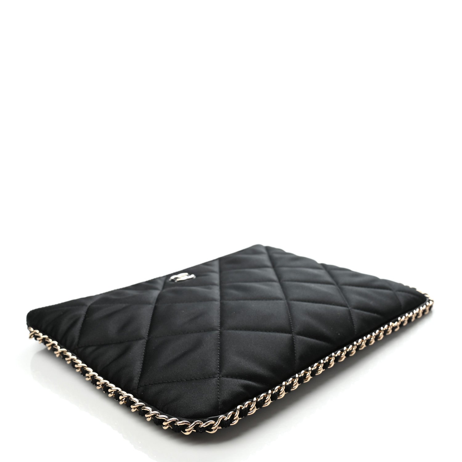 Chanel Satin Quilted Chain Around Medium Cosmetic Case Black 4 of 7
