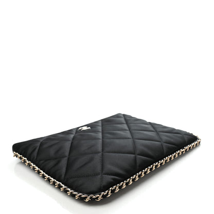 Chanel Satin Quilted Chain Around Medium Cosmetic Case Black 4 of 7