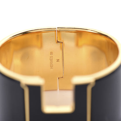 Hermes Enamel Extra Wide Clic Clac H Bracelet PM Black 4 of 4