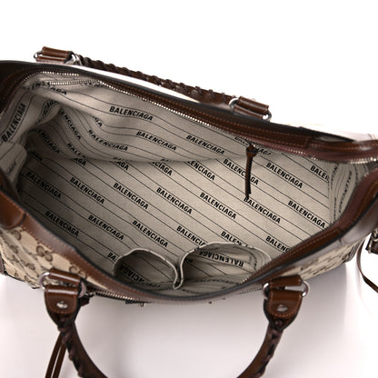 Balenciaga X GUCCI GG Monogram Azalea Calfskin Neo Classic Silver Hardware Medium City Beige Ebony Brown Sugar 5 of 10
