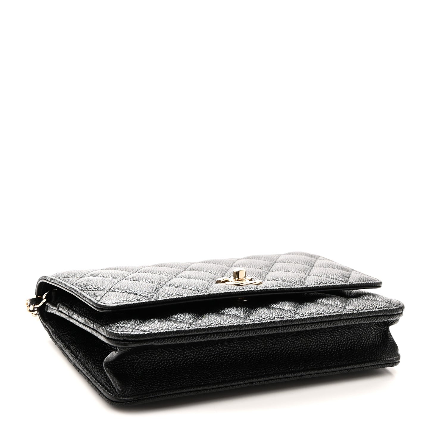 Caviar Quilted Bow Wallet On Chain WOC Black