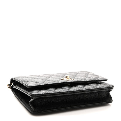 Chanel Caviar Quilted Bow Wallet On Chain WOC Black 4 of 11