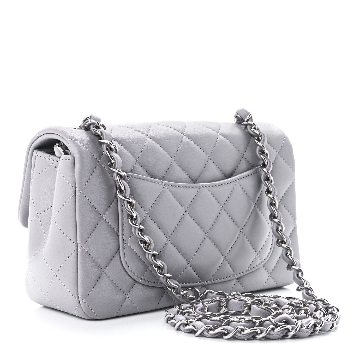 Chanel Lambskin Quilted Mini Rectangular Flap Grey 3 of 13