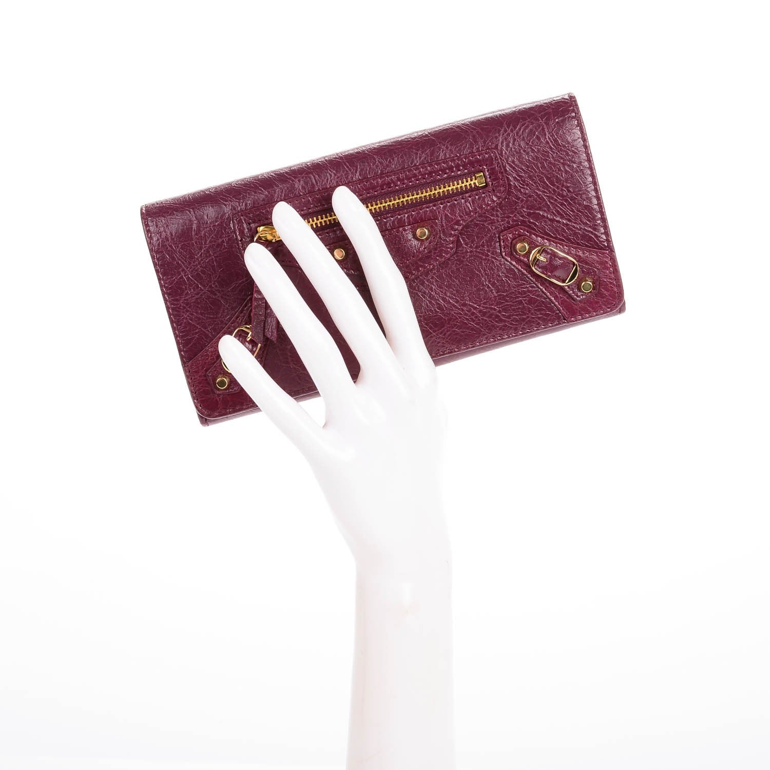 Balenciaga Agneau Classic Hardware Money Wallet Violet Prune 2 of 11