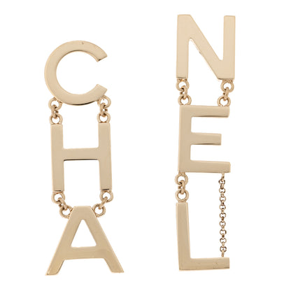 Chanel Metal Cha-Nel Logo Drop Earrings Gold 1 of 4