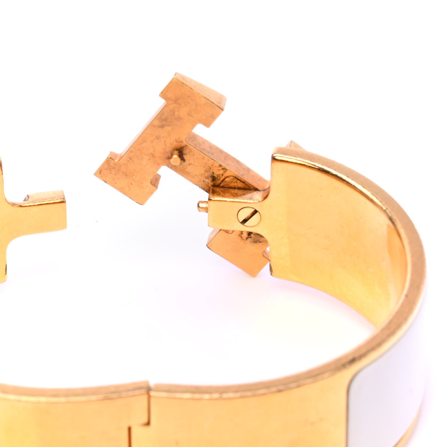 Hermes Enamel Wide Clic Clac H Bracelet GM White 4 of 5