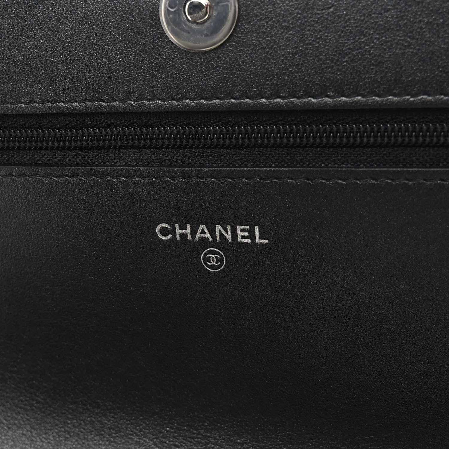 Chanel Metallic Caviar Chevron Quilted Vintage Mademoiselle Wallet On Chain WOC Charcoal 6 of 10