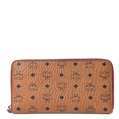 MCM Visetos Large Zip Around Wallet Cognac Red 1 of 17