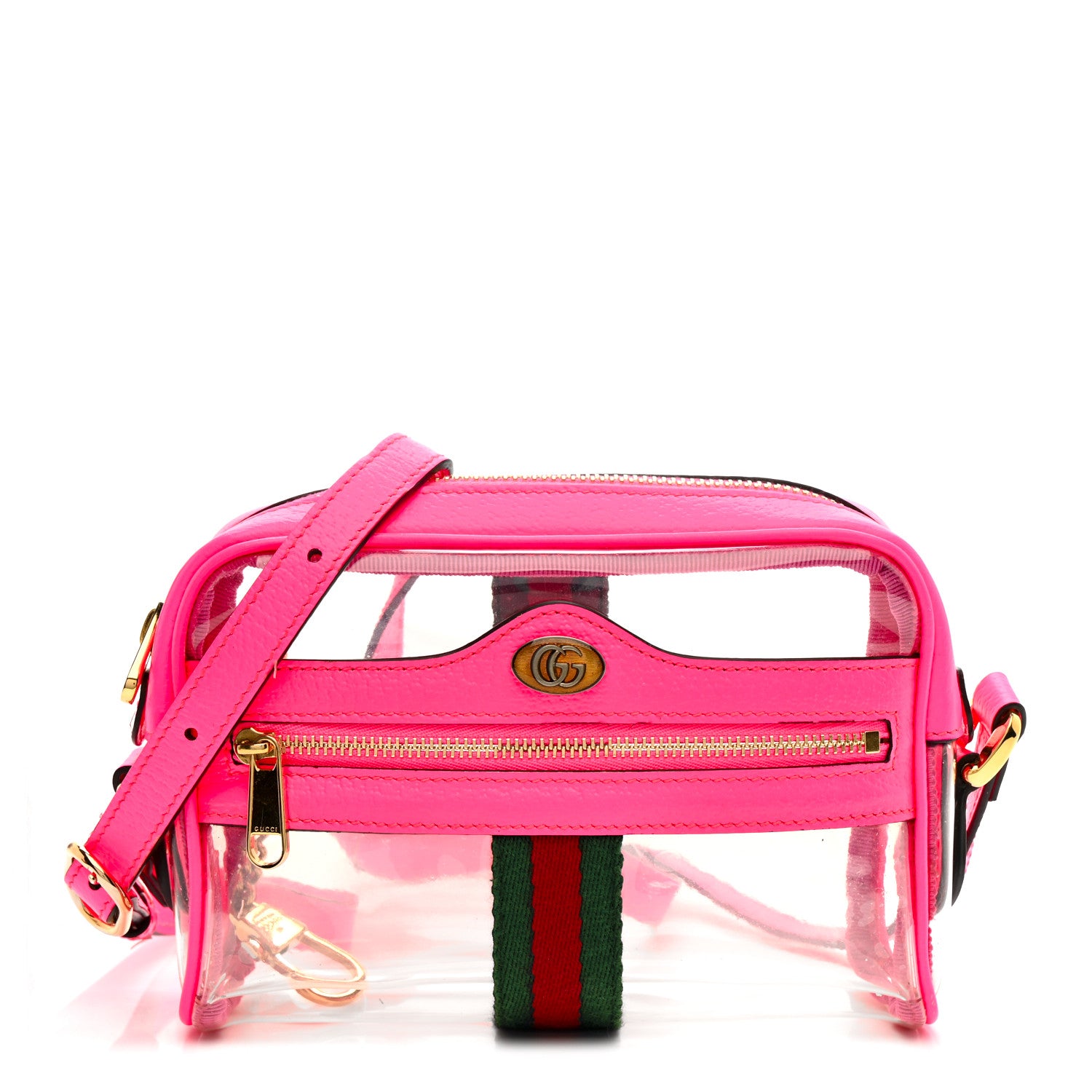 Gucci Vinyl Web Mini Ophidia Transparent Shoulder Bag Fluorescent Fuchsia 2 of 31