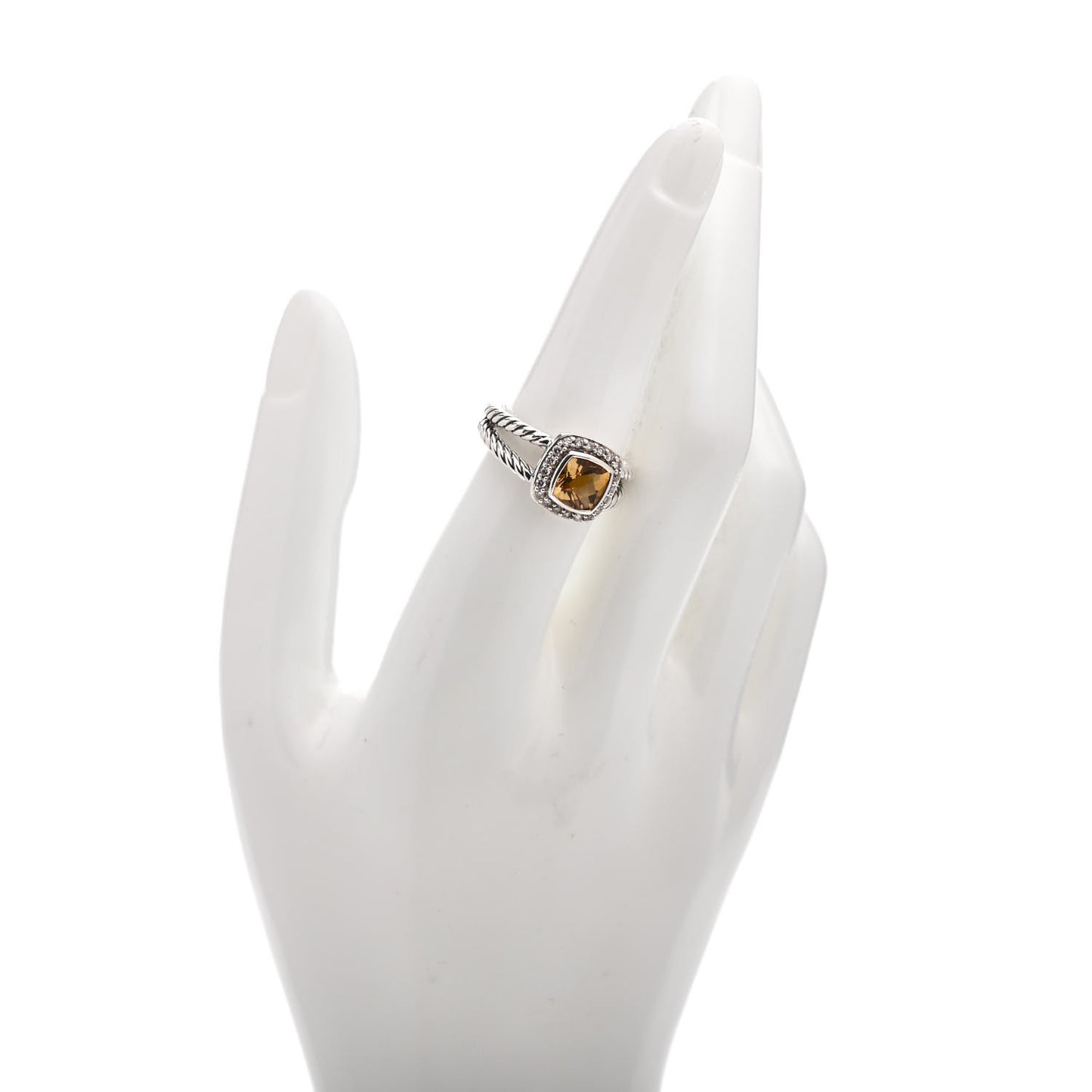 Sterling Silver Diamond Citrine 7mm Petite Albion Ring 54 7