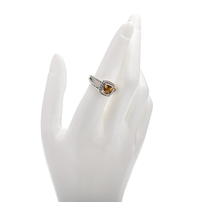David Yurman Sterling Silver Diamond Citrine 7mm Petite Albion Ring 54 7 2 of 5