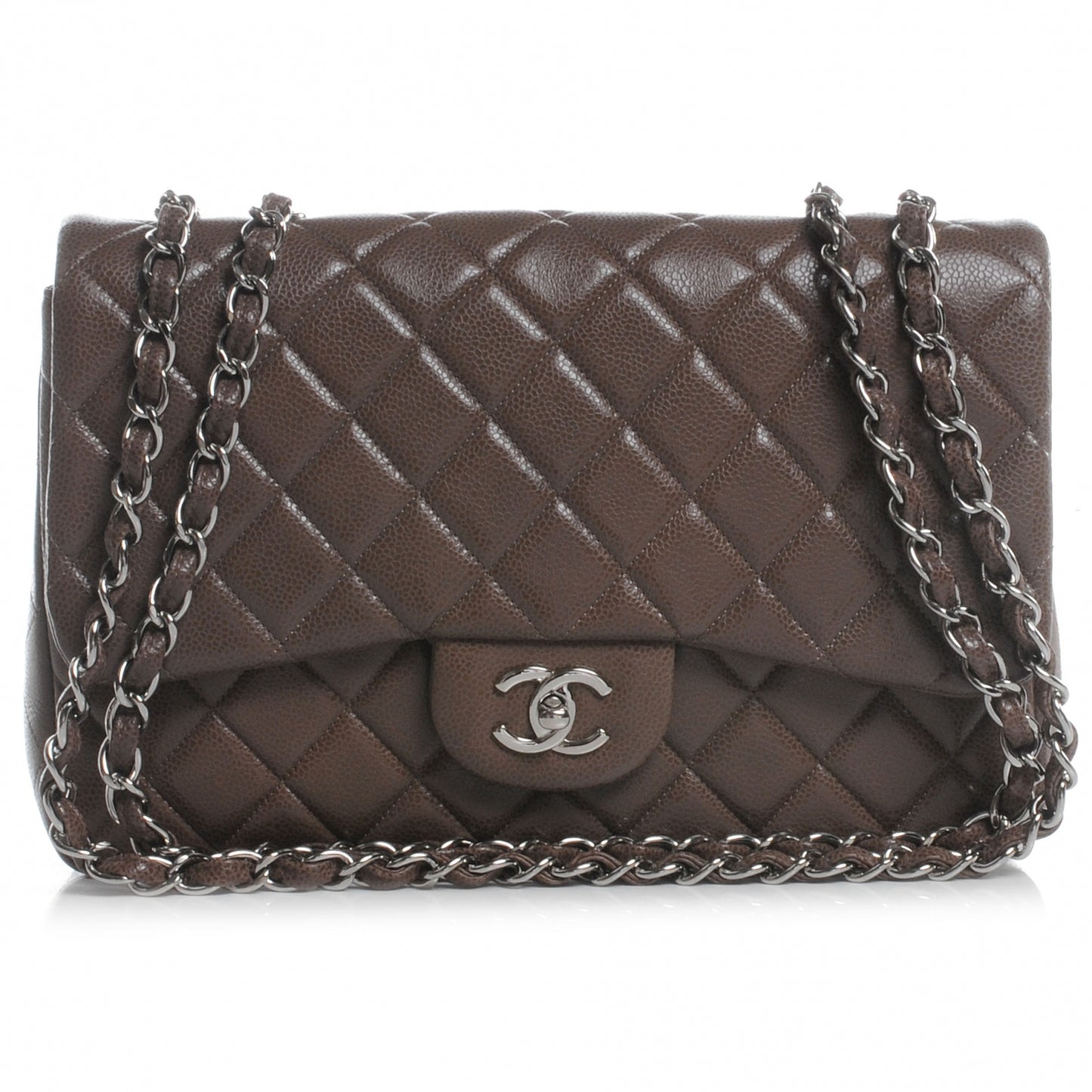 Caviar Jumbo Single Flap Taupe