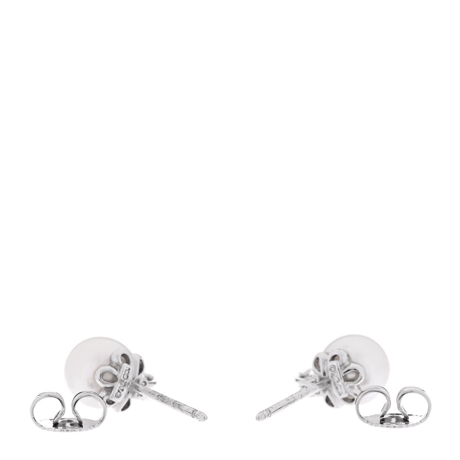Tiffany 18K White Gold Diamond Akoya Cultured Pearl 6.5-7mm Signature Earrings 3 of 4