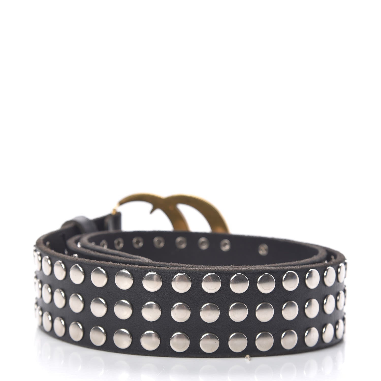 Gucci Calfskin Studded Double G 40mm Belt 90 36 Black 3 of 7