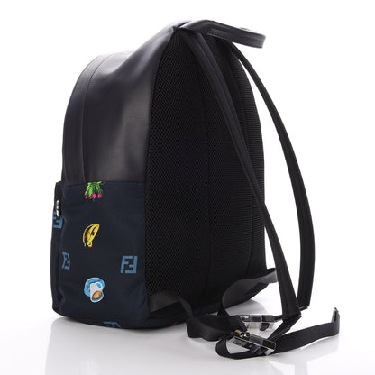 Fendi Nylon Calfskin Print Backpack Navy Multicolor 3 of 7