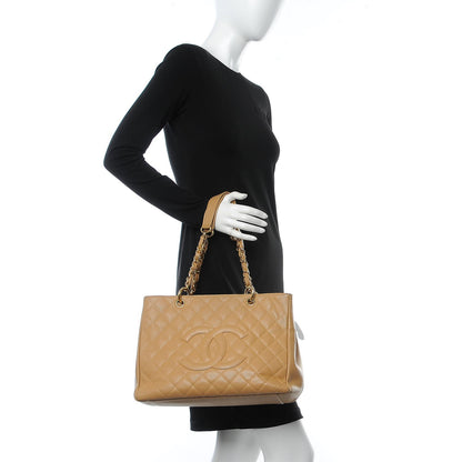Chanel Caviar Quilted Grand Shopping Tote GST Beige 3 of 22