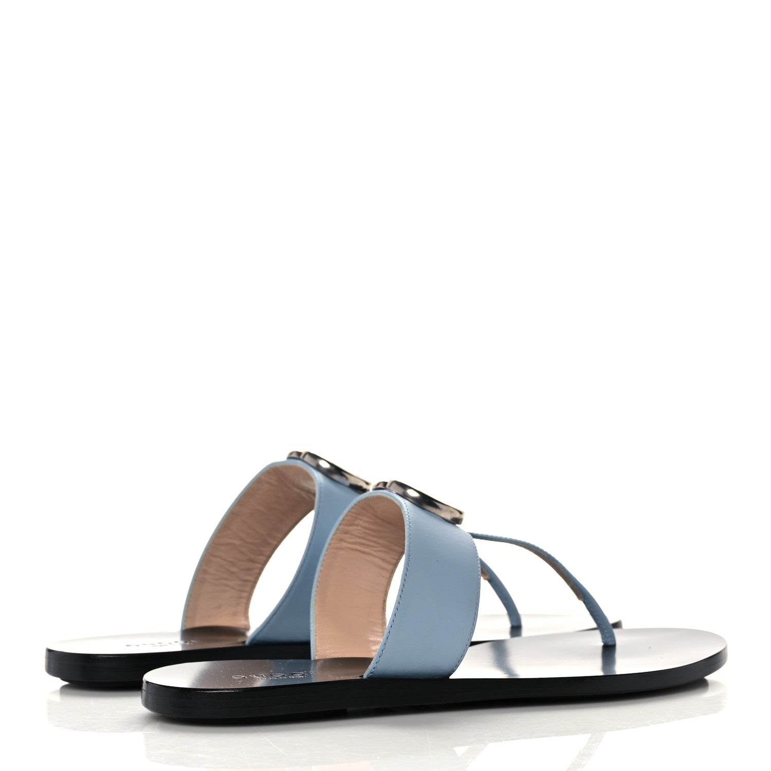 Gucci Calfskin GG Marmont Thong Sandals 35.5 Porcelain Light Blue 4 of 8