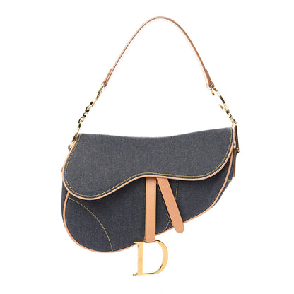Christian Dior Denim Calfskin Saddle Bag Blue 1 of 10