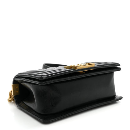 Chanel Shiny Caviar Quilted Small Top Handle Boy Flap Black 4 of 11