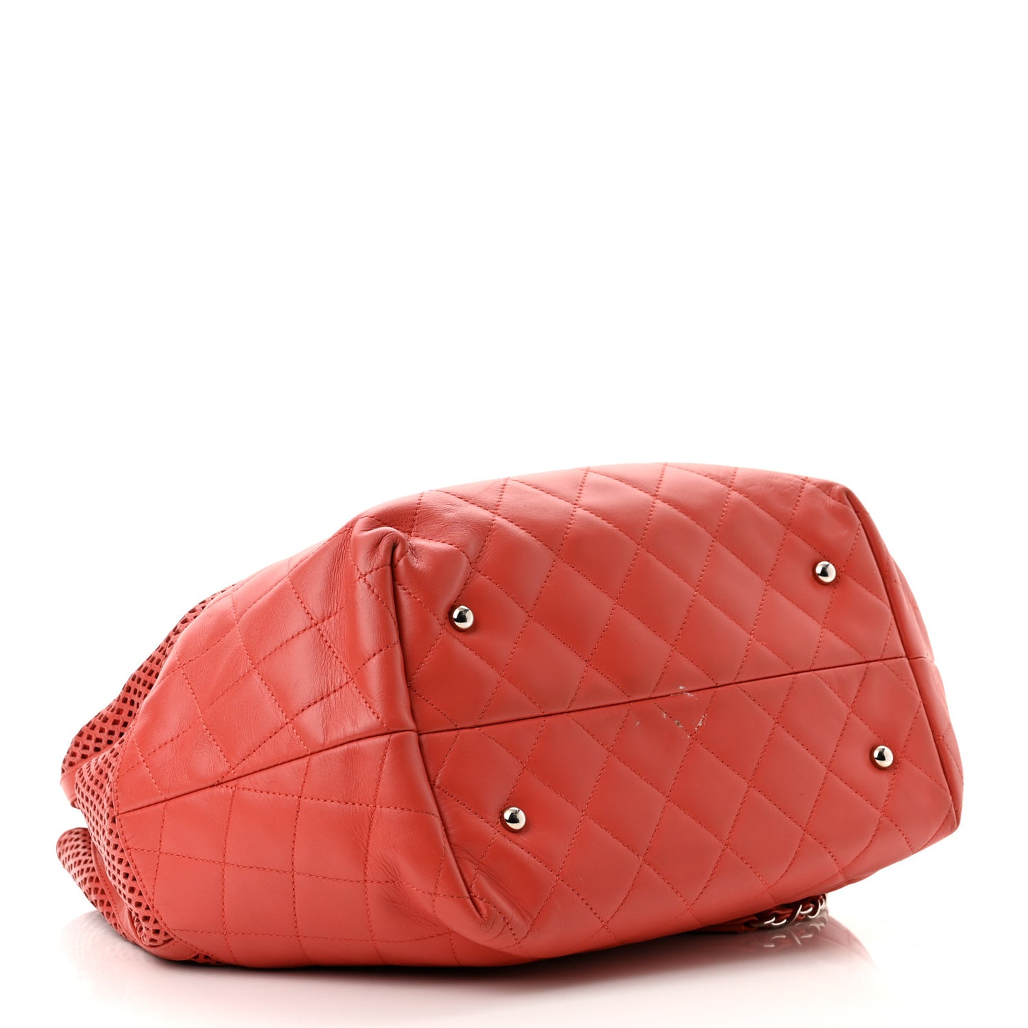 Calfskin Perforated Up In The Air North South Tote Red