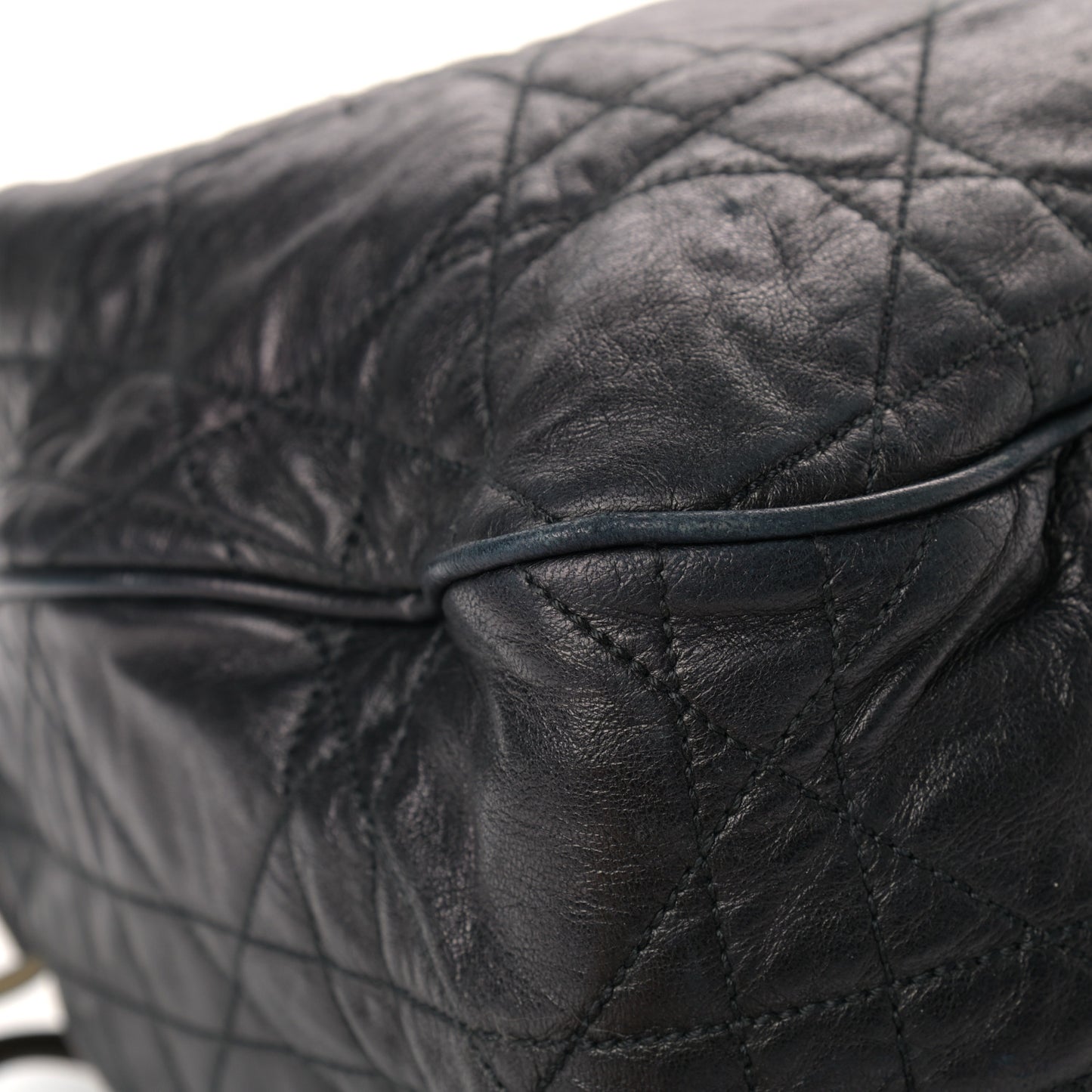 Lambskin Cannage Drawstring Bag Black