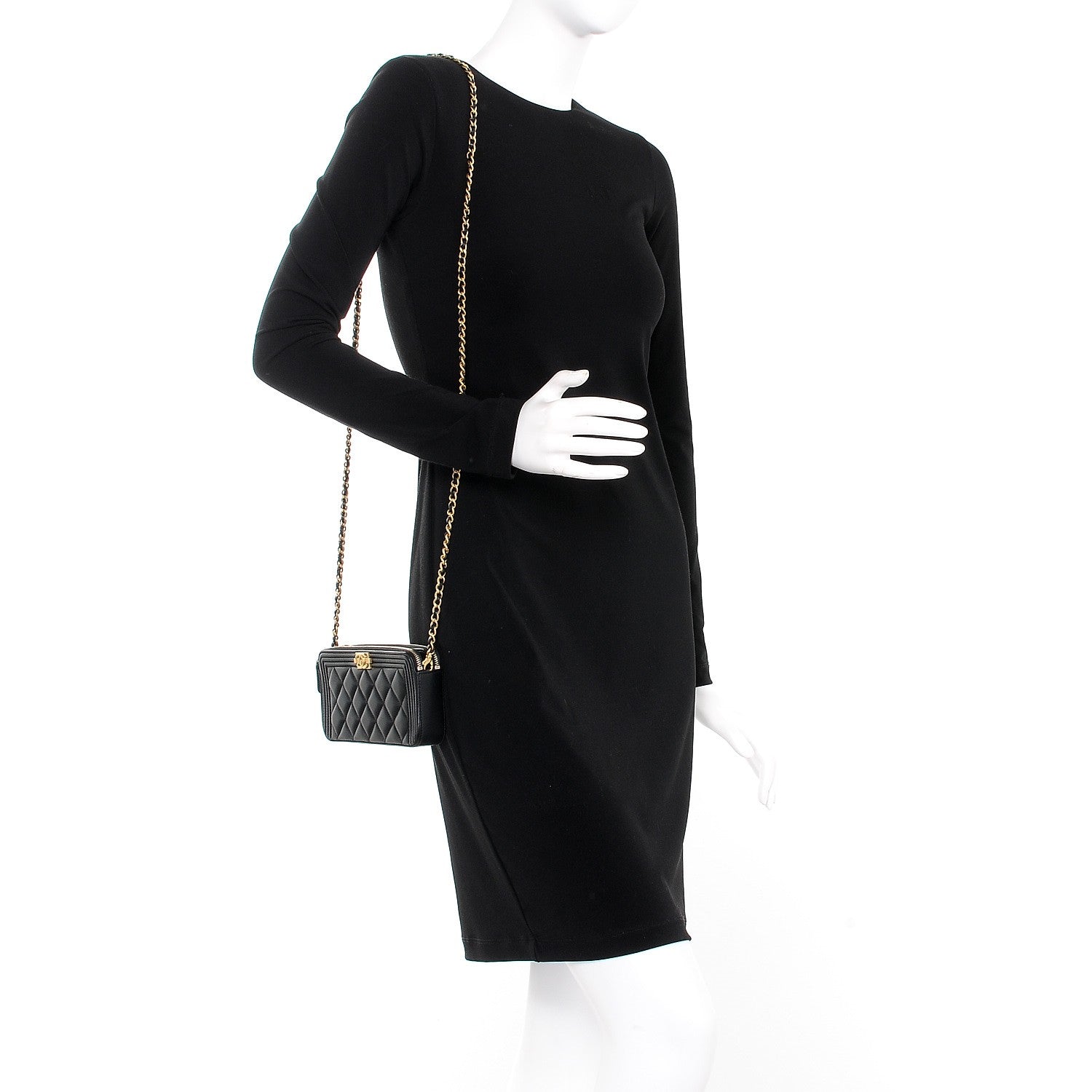 Chanel Lambskin Quilted Small Boy Clutch With Chain Black 2 of 10