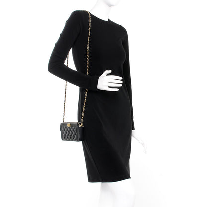 Chanel Lambskin Quilted Small Boy Clutch With Chain Black 2 of 10