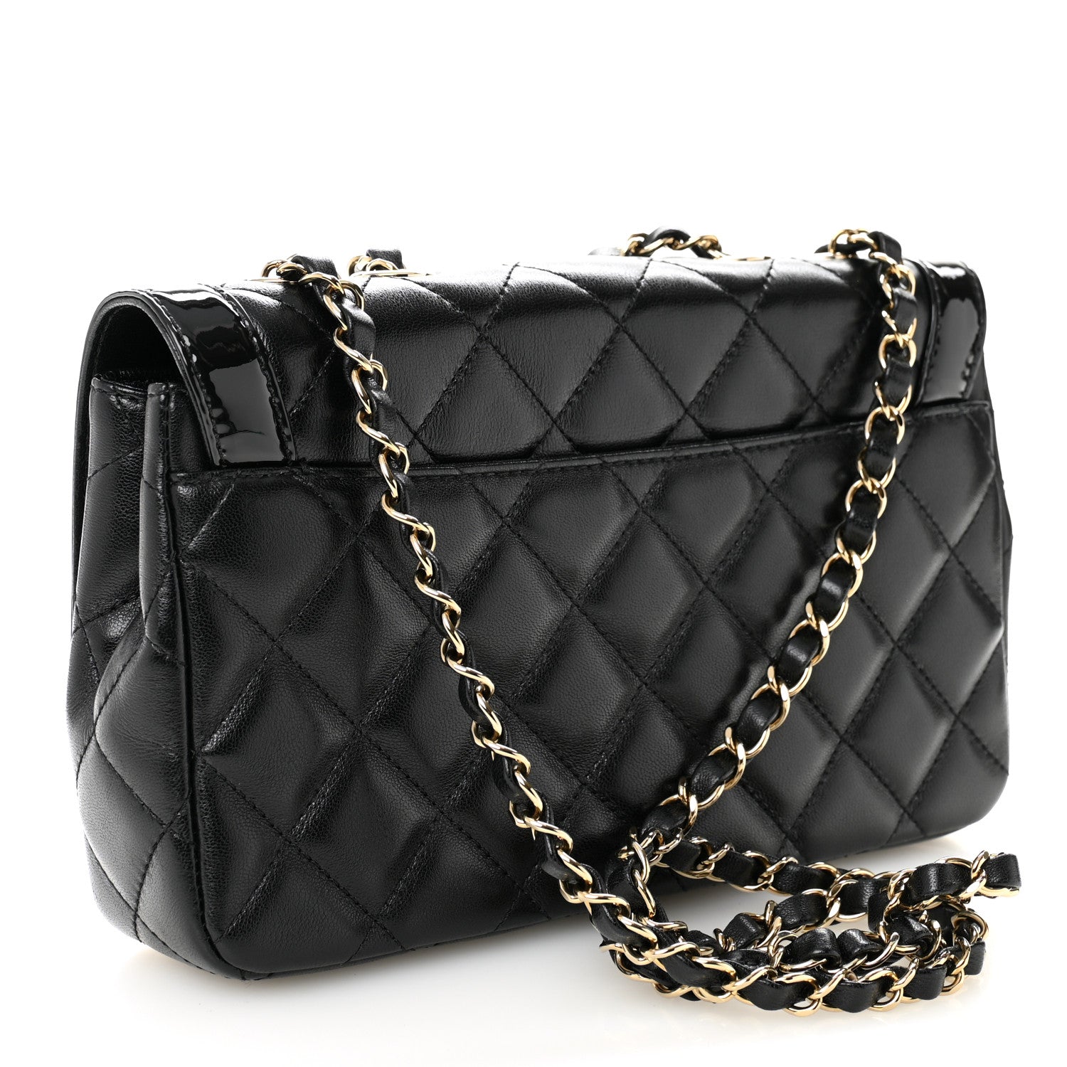 Chanel Lambskin Patent Calfskin Quilted Small Flap Bag Black 3 of 11