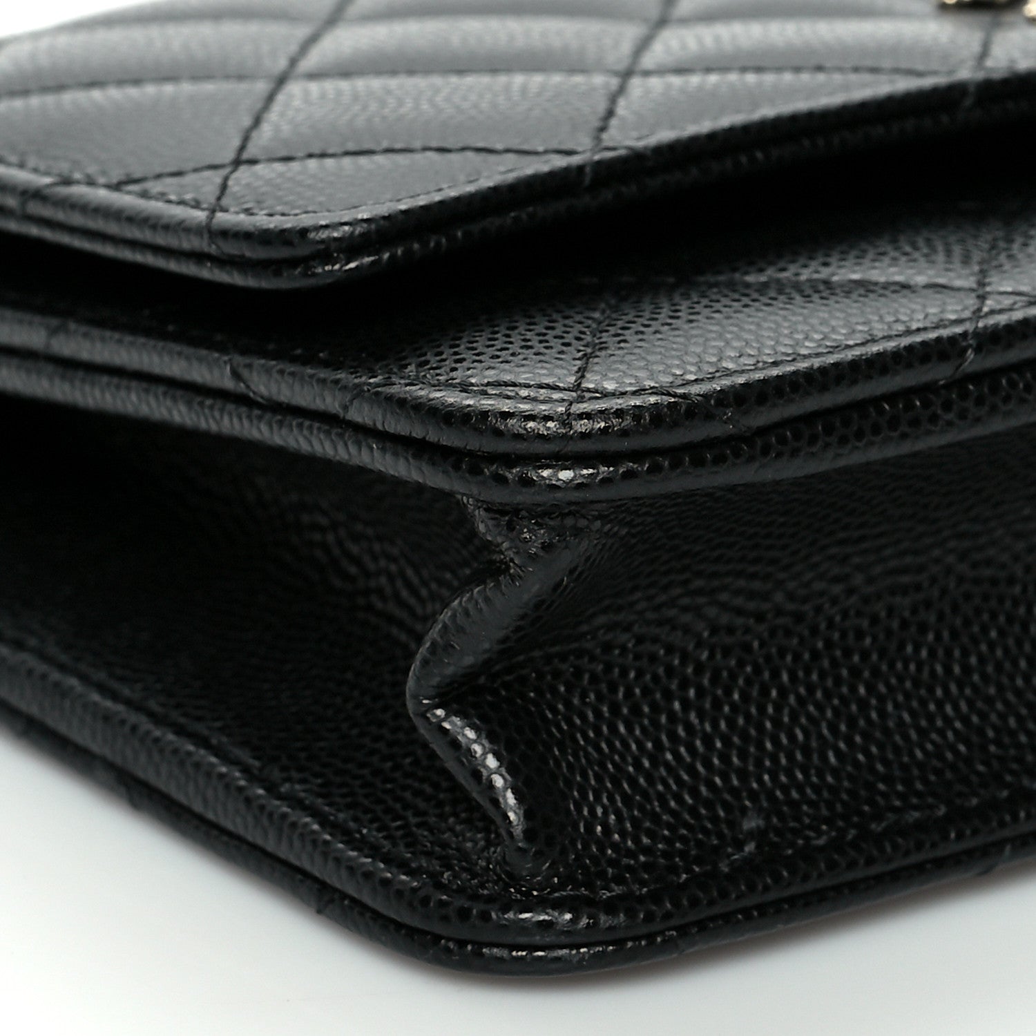 Chanel Caviar Quilted Crystal CC Wallet On Chain WOC Black 9 of 11