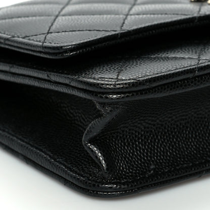 Chanel Caviar Quilted Crystal CC Wallet On Chain WOC Black 9 of 11
