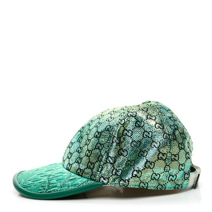 Gucci Silk Blend Jacquard Monogram Santa Barbara Baseball Hat S Green Black Radiant 4 of 9
