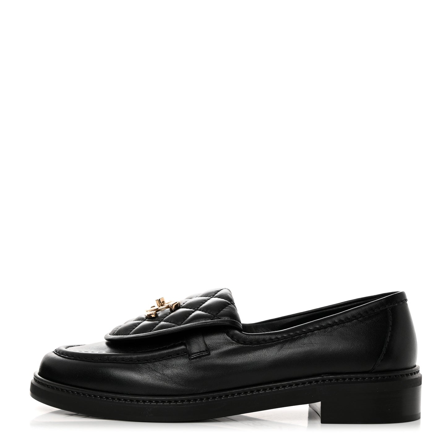 Lambskin Quilted CC Turnlock Loafers 38.5 Black
