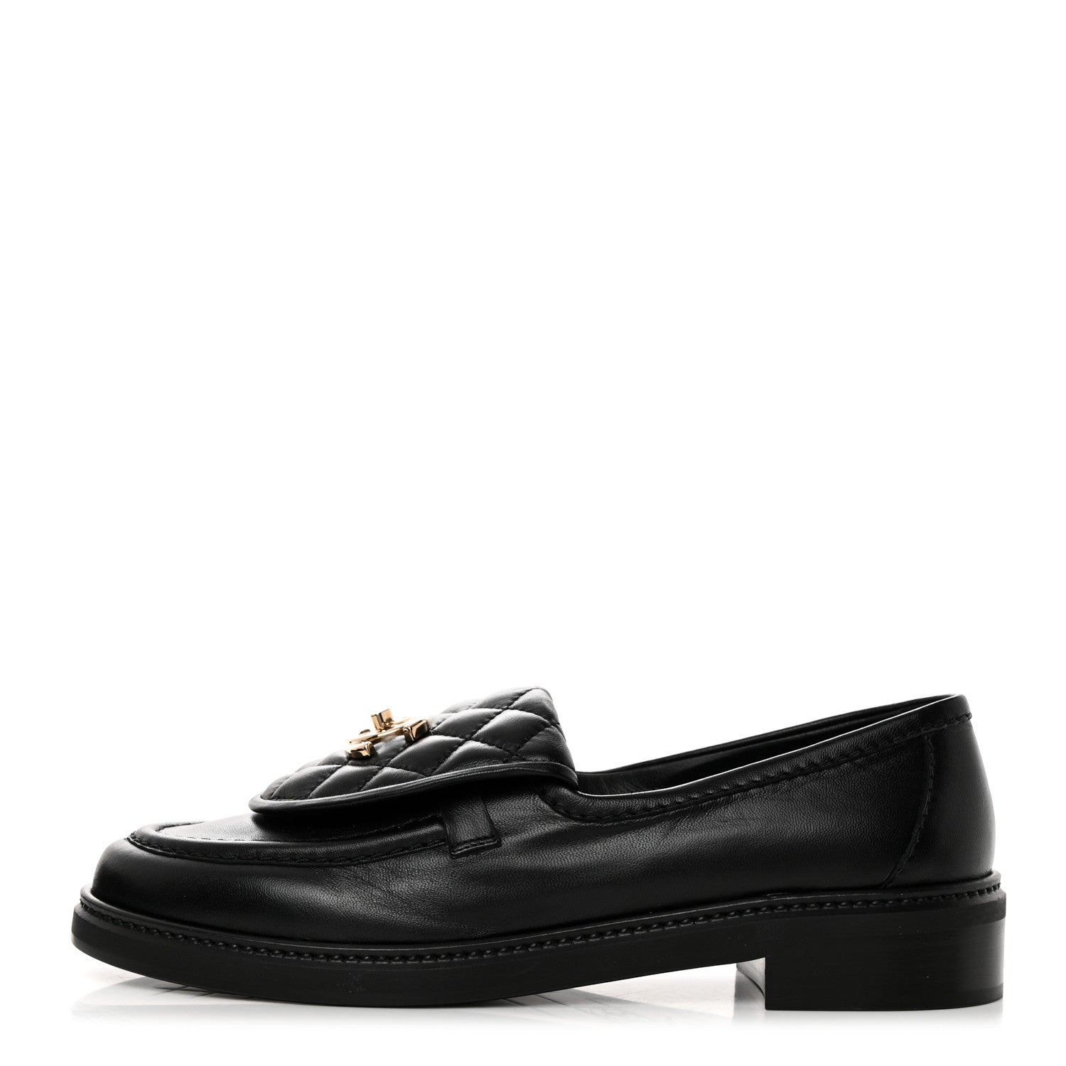 Chanel Lambskin Quilted CC Turnlock Loafers 38.5 Black 1 of 9