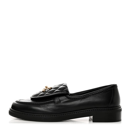 Chanel Lambskin Quilted CC Turnlock Loafers 38.5 Black 1 of 9