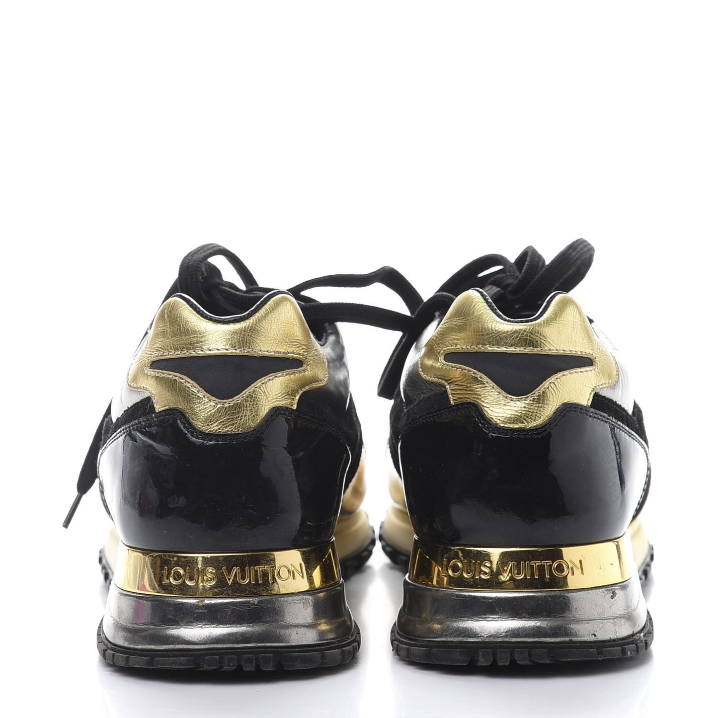 Suede Monogram Mens Run Away Sneakers 38 Black Gold Silver