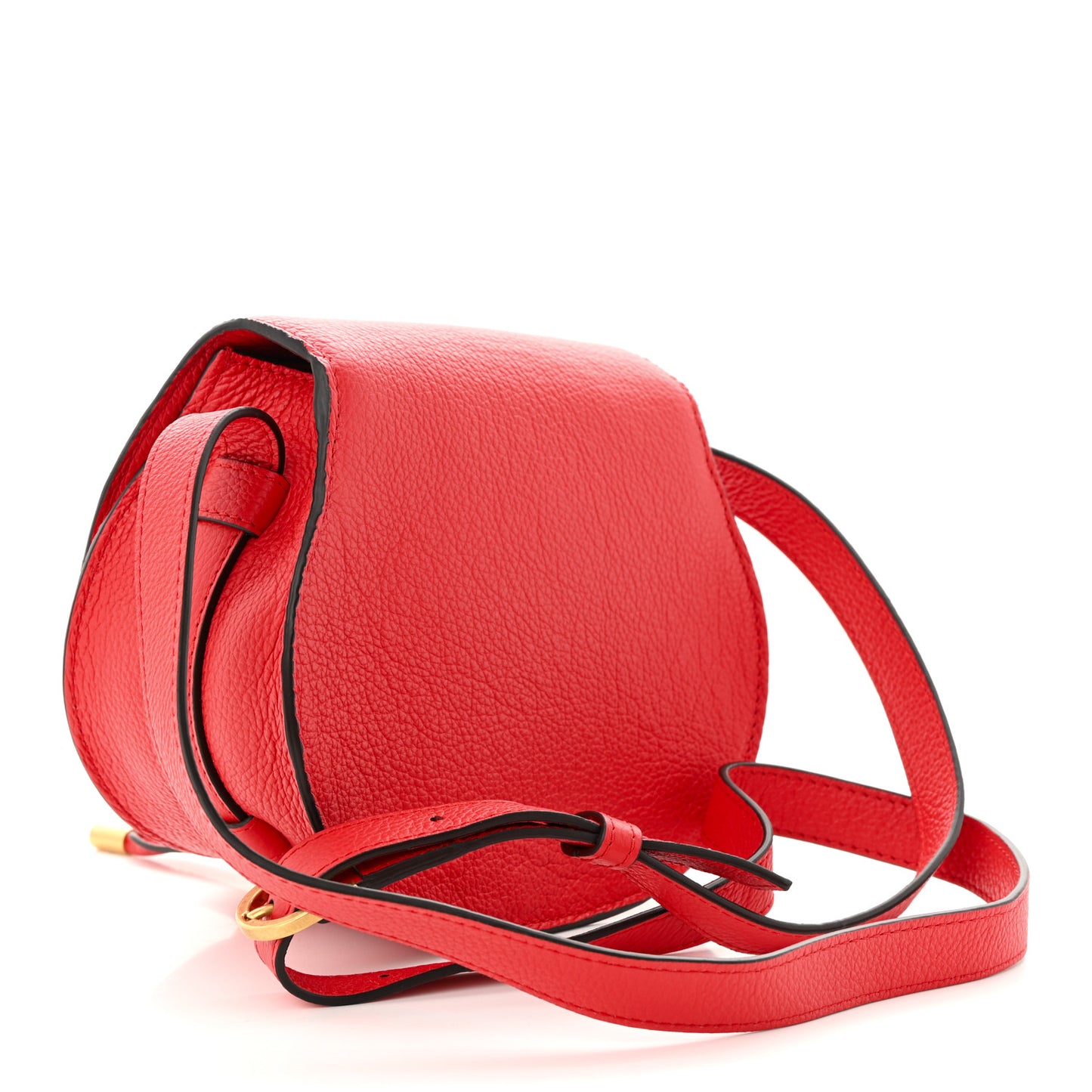 Grained Calfskin Small Marcie Saddle Bag Red