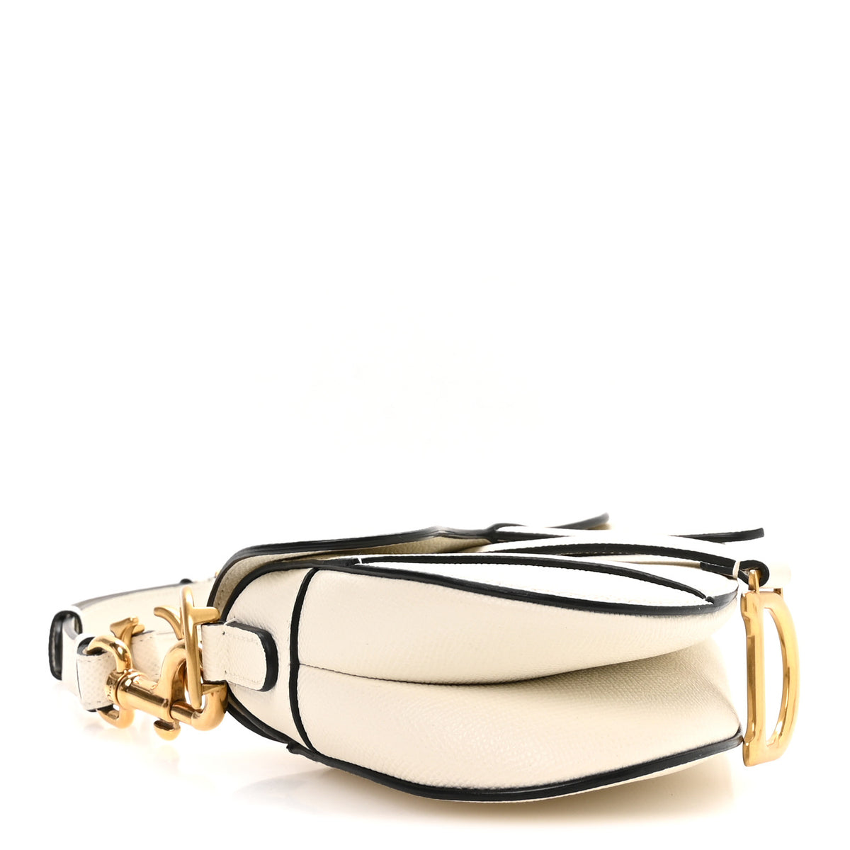 Christian Dior Grained Calfskin Mini Saddle Bag With Strap White 4 of 11