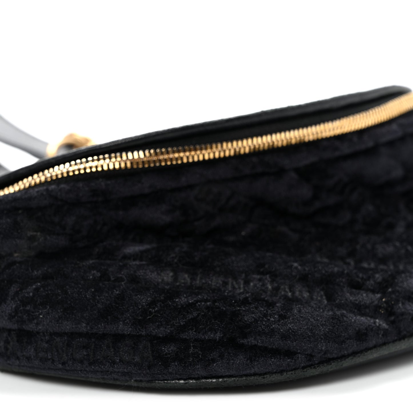 Crushed Velvet Logo Embossed XXS Souvenir Belt Bag Black
