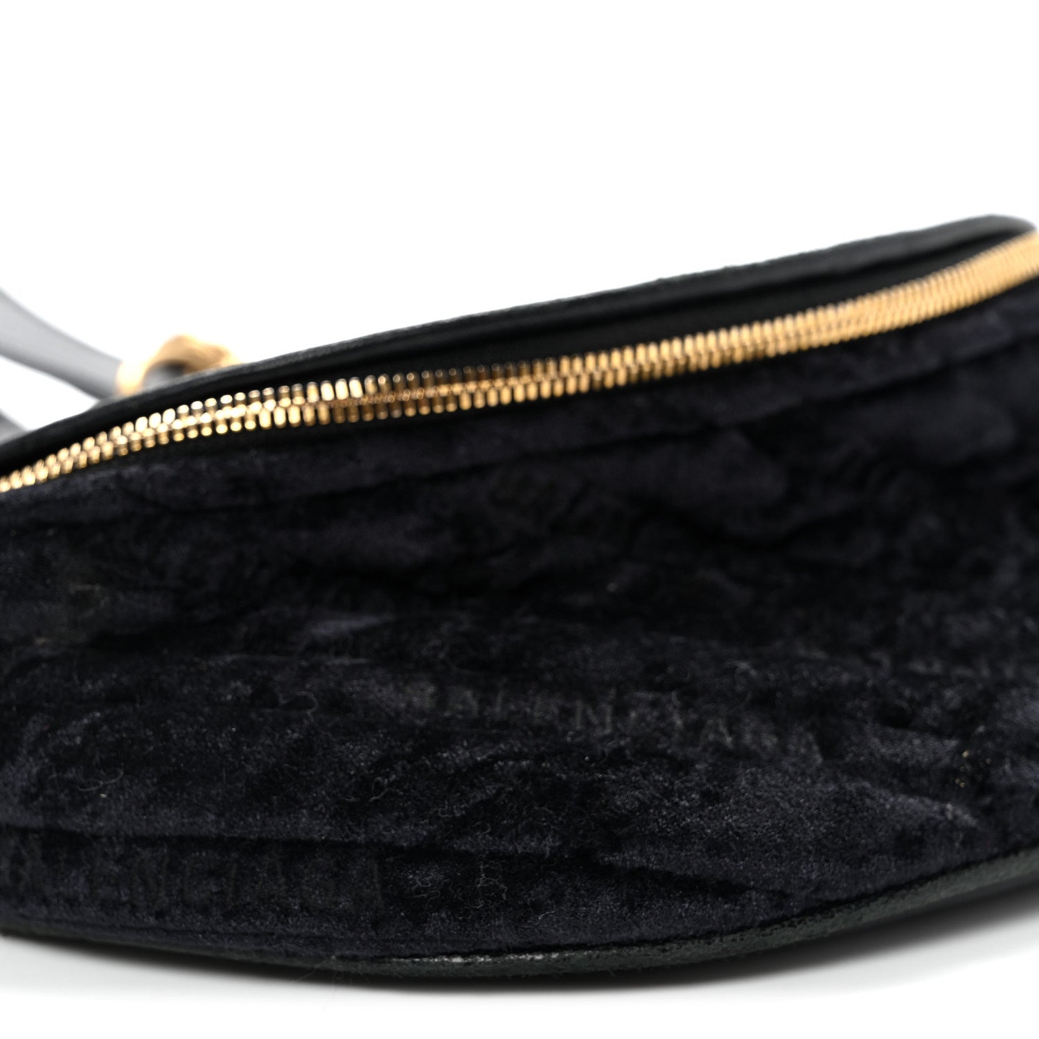 Balenciaga Crushed Velvet Logo Embossed XXS Souvenir Belt Bag Black 8 of 10