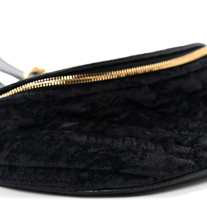 Balenciaga Crushed Velvet Logo Embossed XXS Souvenir Belt Bag Black 8 of 10