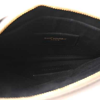 Saint Laurent Grain De Poudre Chevron Monogram Large Bill Pouch Fog 5 of 10