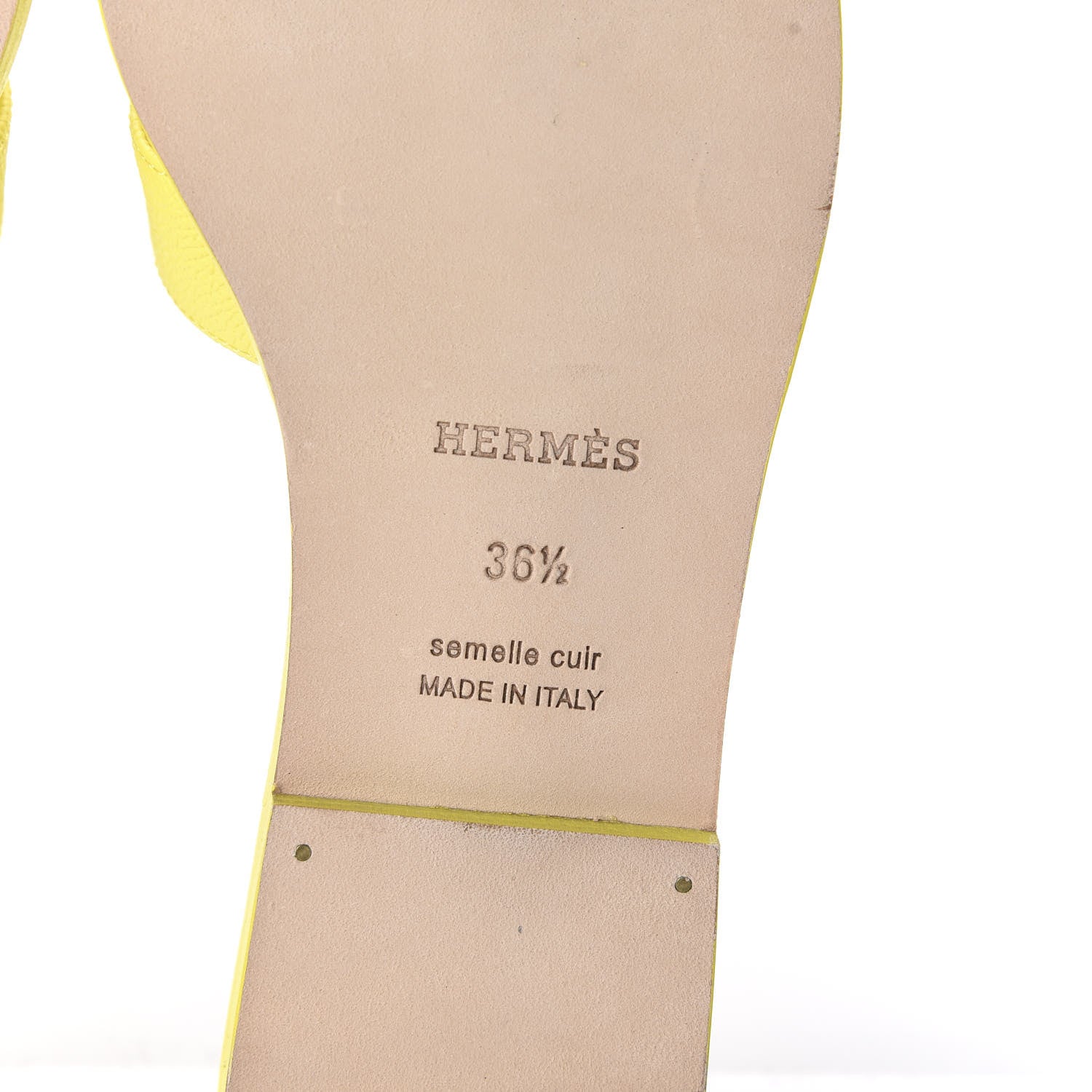 Hermes Epsom Oran Sandals 36.5 Jaune Pollen 6 of 9