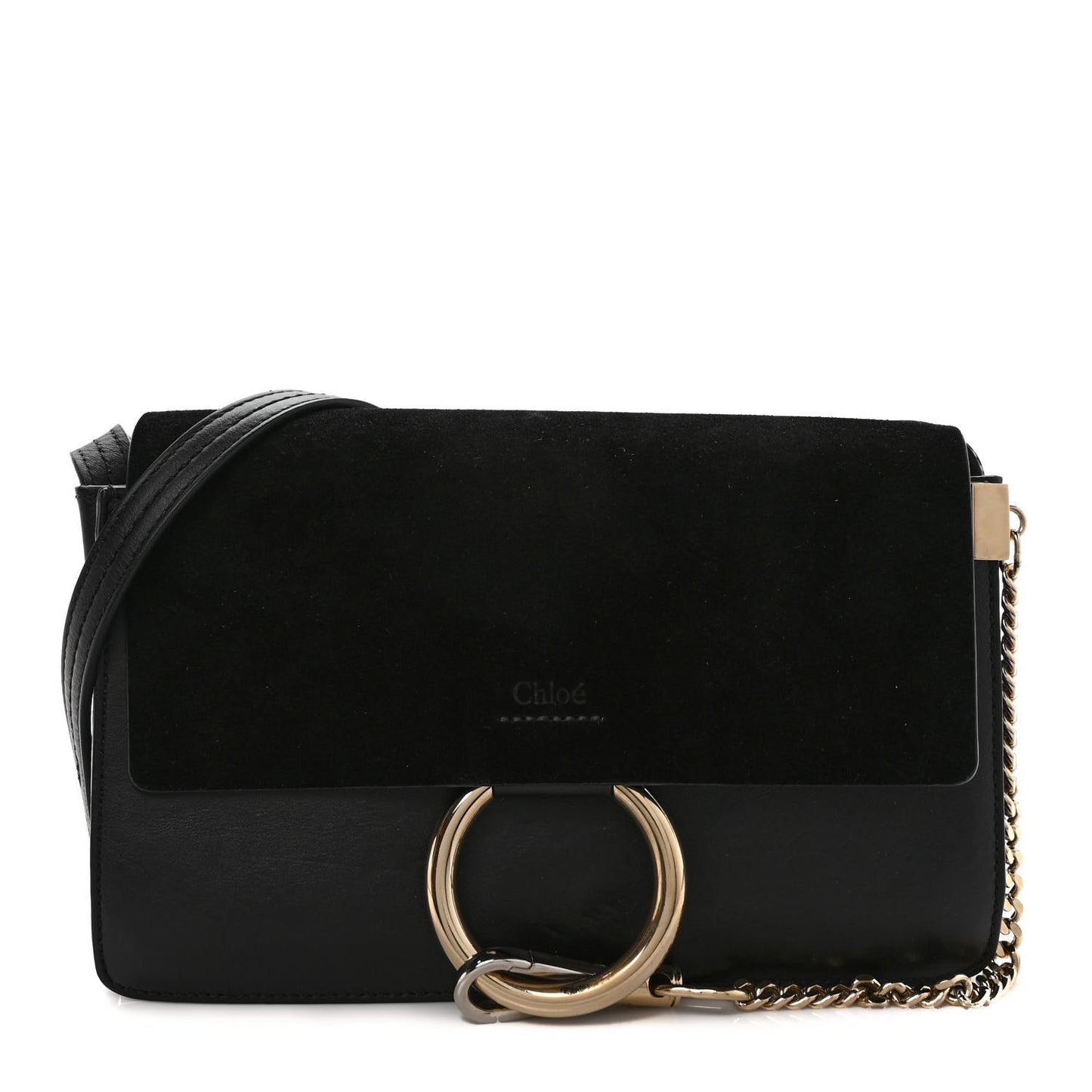 Suede Calfskin Small Faye Shoulder Bag Black