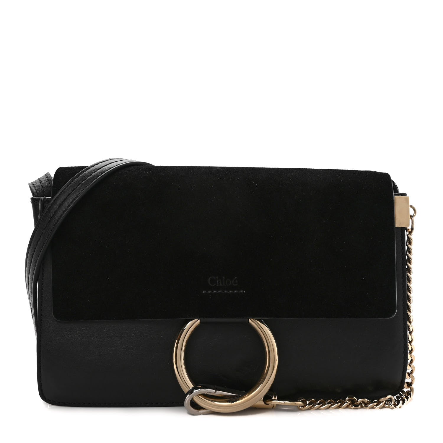 Chloe Suede Calfskin Small Faye Shoulder Bag Black 1 of 10