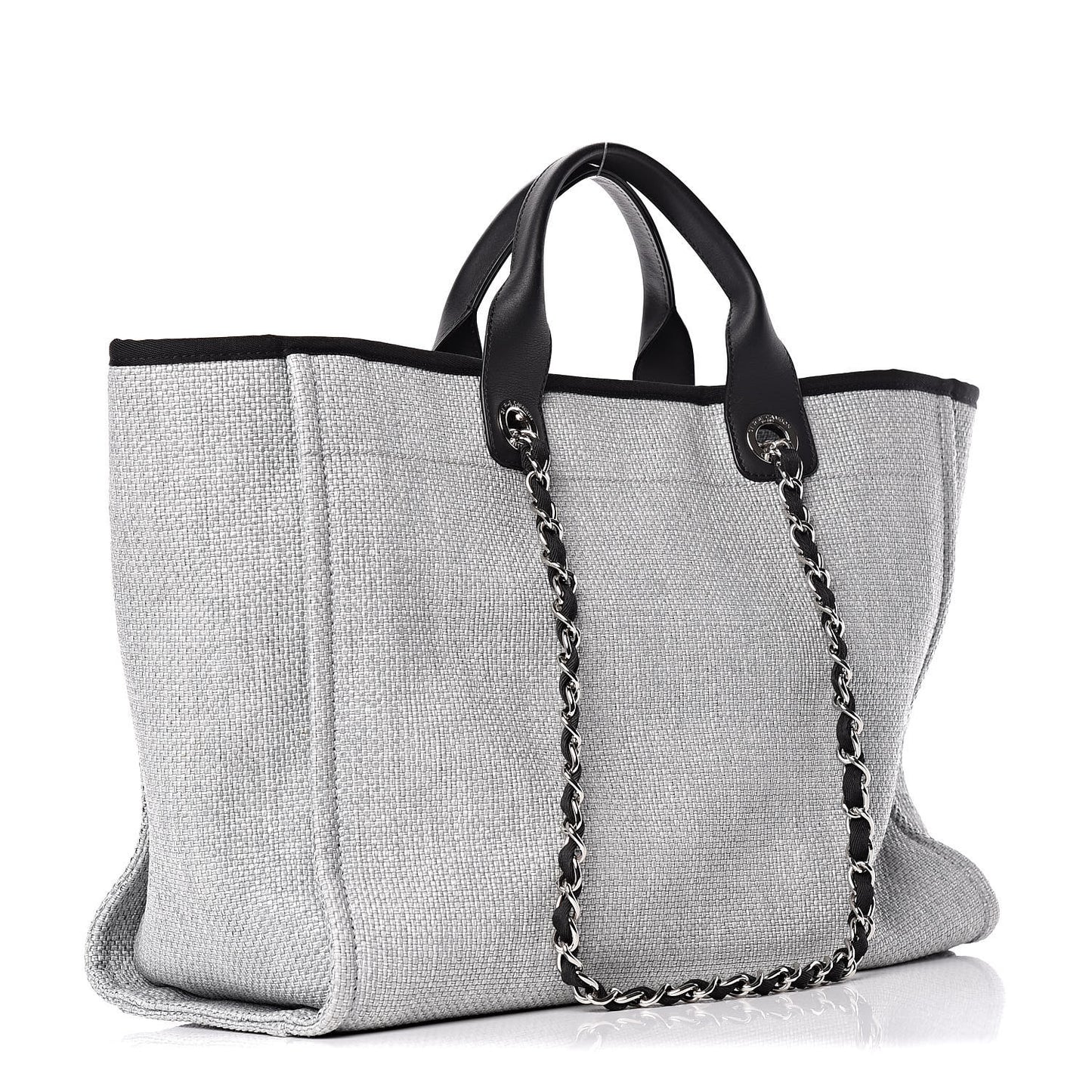 Woven Straw Raffia Large Deauville Tote Grey